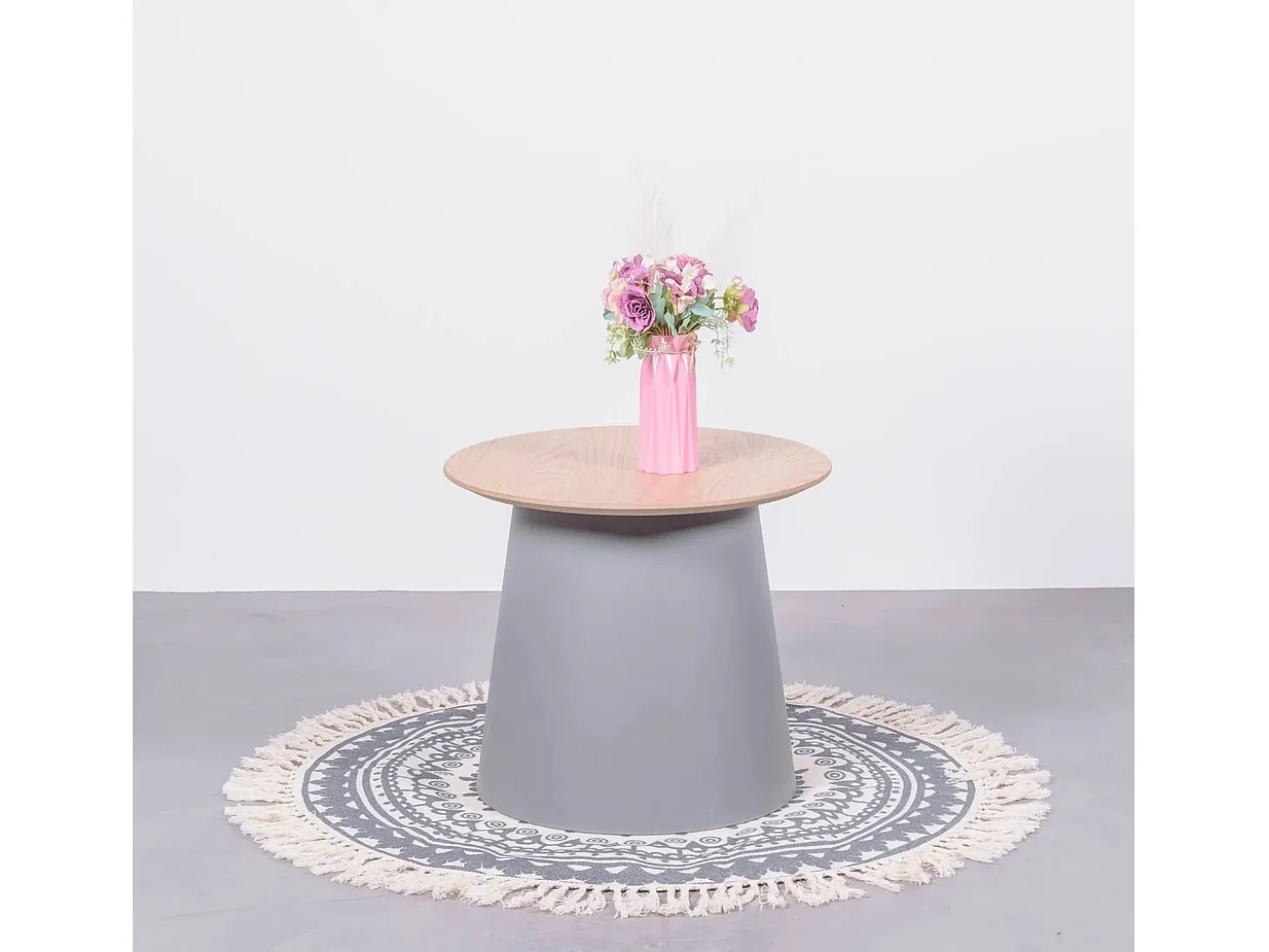 Mesa auxiliar redonda en madera de roble (50cm) - Norway - Gris