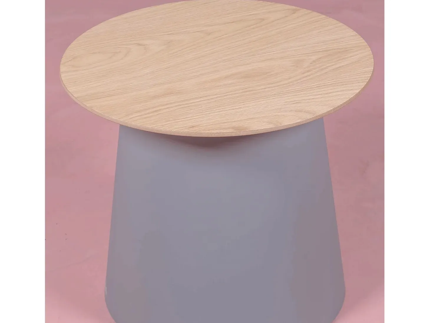 Mesa auxiliar redonda en madera de roble (50cm) - Norway - Gris