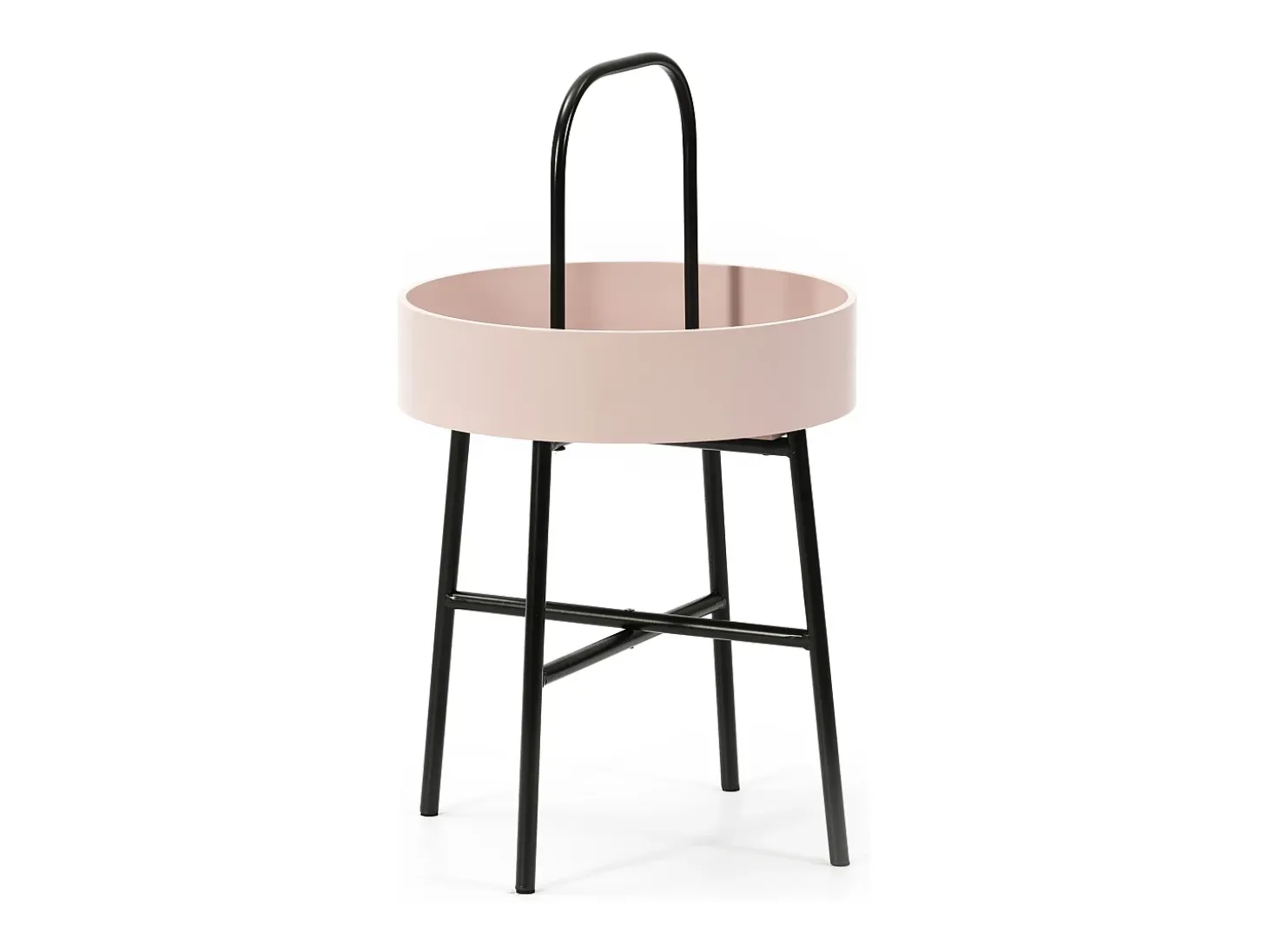 Mesa Auxiliar Redonda Jaipur, Tapa de MDF Rosa, Estructura metálica