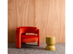 Mesa auxiliar, rincón de sofá, mesita metal ø32 x h42cm mostaza