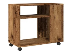 Mesa auxiliar rodante madera ingeniería envejecido 70x35x60 cm
