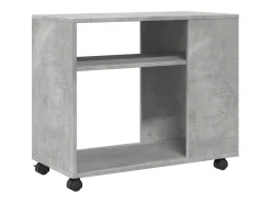 Mesa auxiliar ruedas madera ingeniería gris hormigón 70x35x60cm
