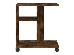 Mesa auxiliar ruedas madera ingeniería roble ahumado 50x30x55cm ES925491