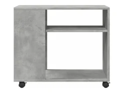 Mesa auxiliar ruedas madera ingeniería gris hormigón 70x35x60cm