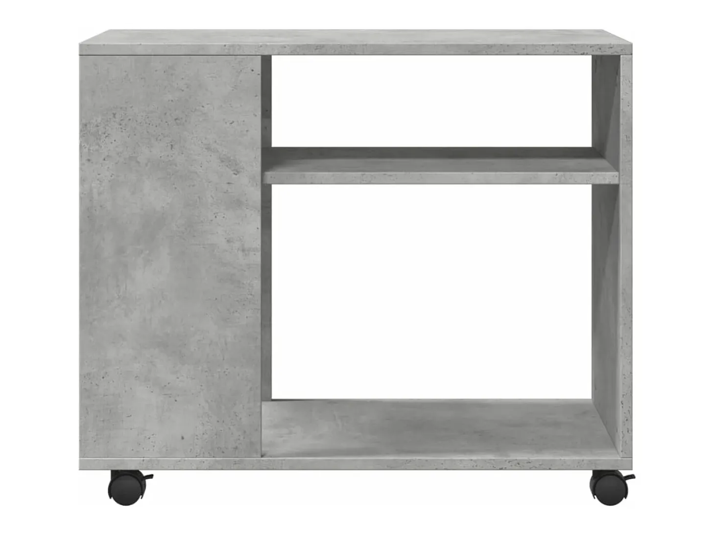 Mesa auxiliar ruedas madera ingeniería gris hormigón 70x35x60cm