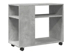 Mesa auxiliar ruedas madera ingeniería gris hormigón 70x35x60cm