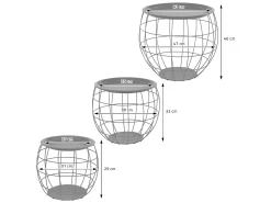 Mesa Auxiliar Set de 3 Mesa de Centro de Mimbre Mesa de Salón Aspecto Mimbre Met