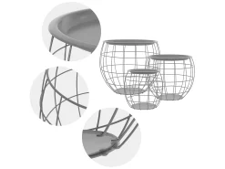 Mesa Auxiliar Set de 3 Mesa de Centro de Mimbre Mesa de Salón Aspecto Mimbre Met