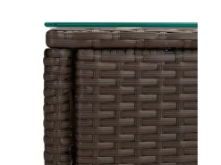 Mesa auxiliar vidrio templado ratán sintético marrón 53x37x48cm