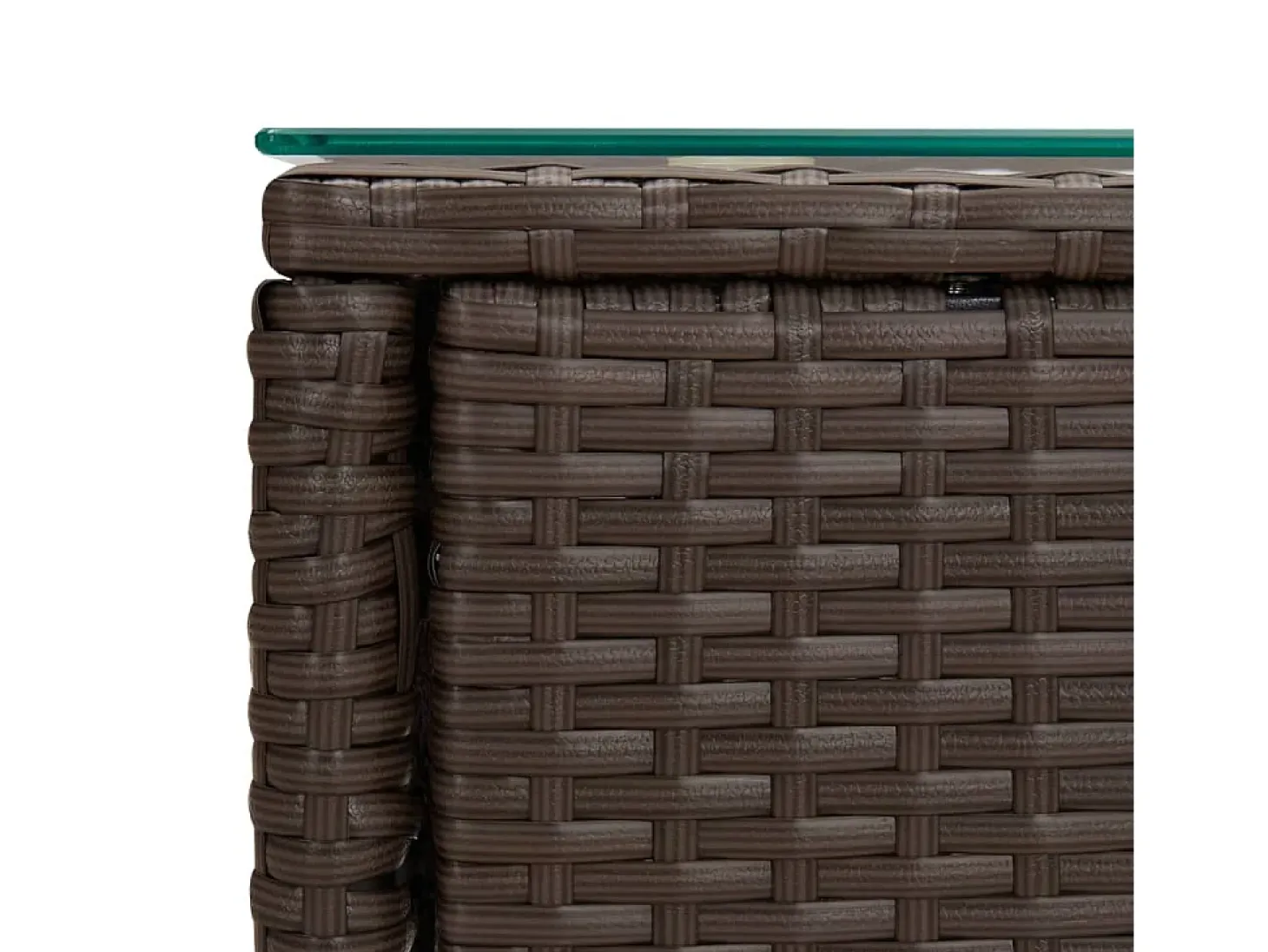Mesa auxiliar vidrio templado ratán sintético marrón 53x37x48cm