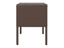 Mesa auxiliar vidrio templado ratán sintético marrón 53x37x48cm