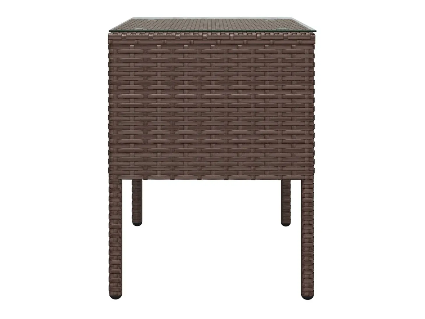 Mesa auxiliar vidrio templado ratán sintético marrón 53x37x48cm