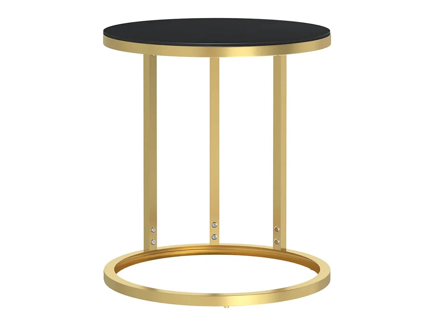 Mesa auxiliar vidrio templado negro y dorado 45 cm