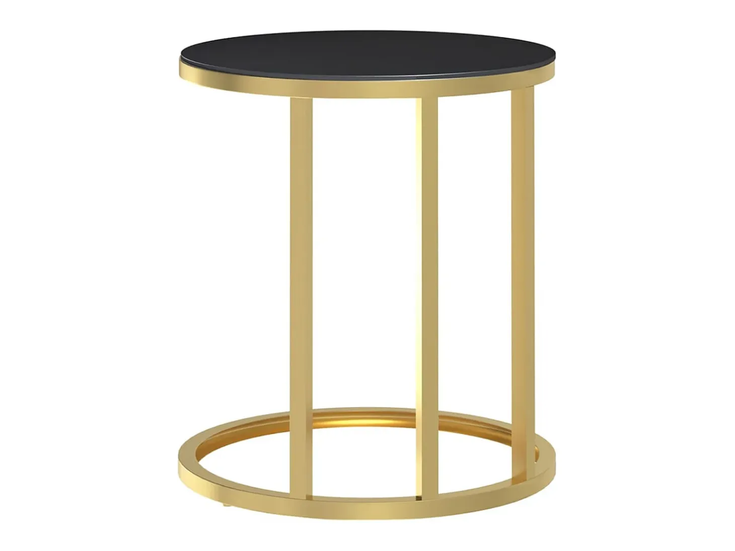 Mesa auxiliar vidrio templado negro y dorado 45 cm