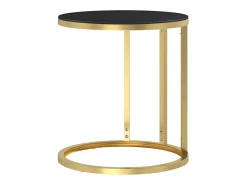 Mesa auxiliar vidrio templado negro y dorado 45 cm