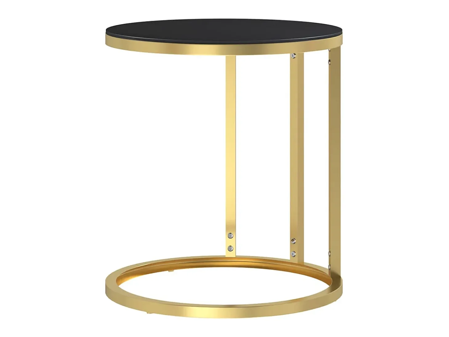 Mesa auxiliar vidrio templado negro y dorado 45 cm