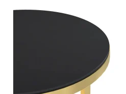 Mesa auxiliar vidrio templado negro y dorado 45 cm