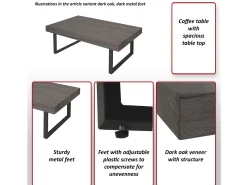 Mesa baja Genk T576, roble silvestre, patas de metal oscuro