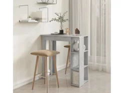 Mesa bar con estante contrachapada gris hormigón 102x50x103,5cm