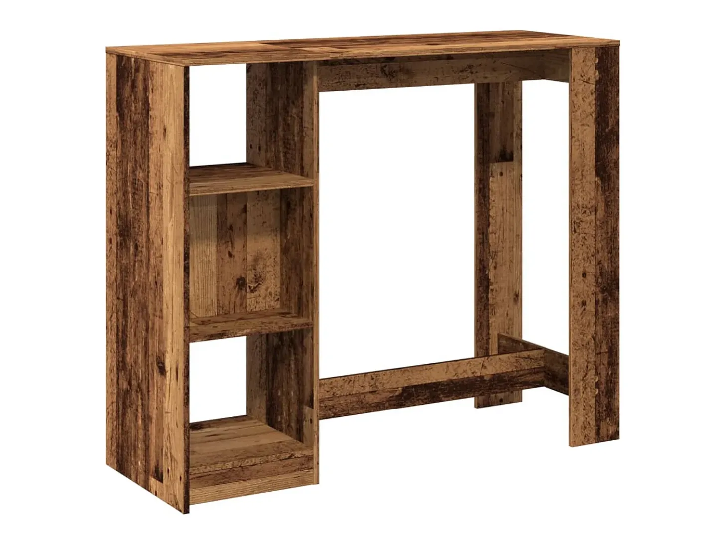 Mesa bar con estante madera envejecida 124x46x103,5 cm