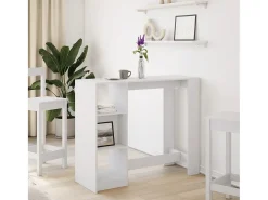 Mesa bar con estante madera ingeniería blanca 124x46x103,5 cm