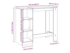 Mesa bar con estante madera ingeniería negra 124x46x103,5 cm