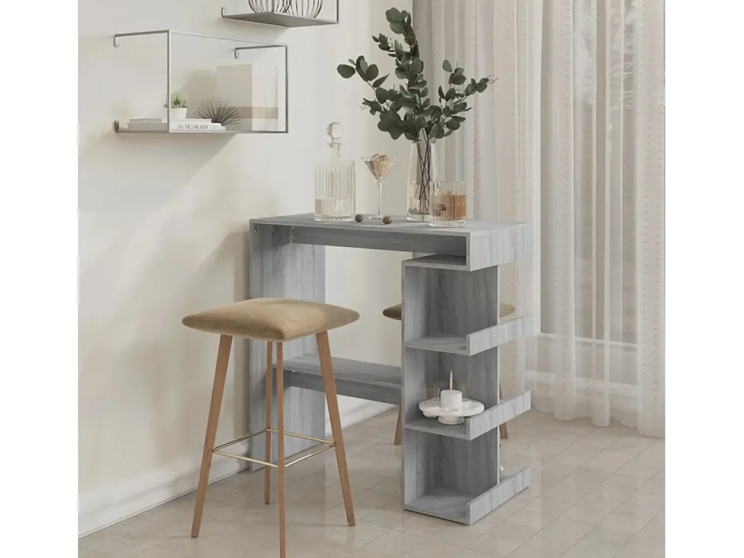 Mesa bar estante almacenaje gris Sonoma 100x50x101,5 cm ES242249
