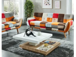 Mesa centro FAUSTO - Tablero pivotante - MDF lacado bicolor
