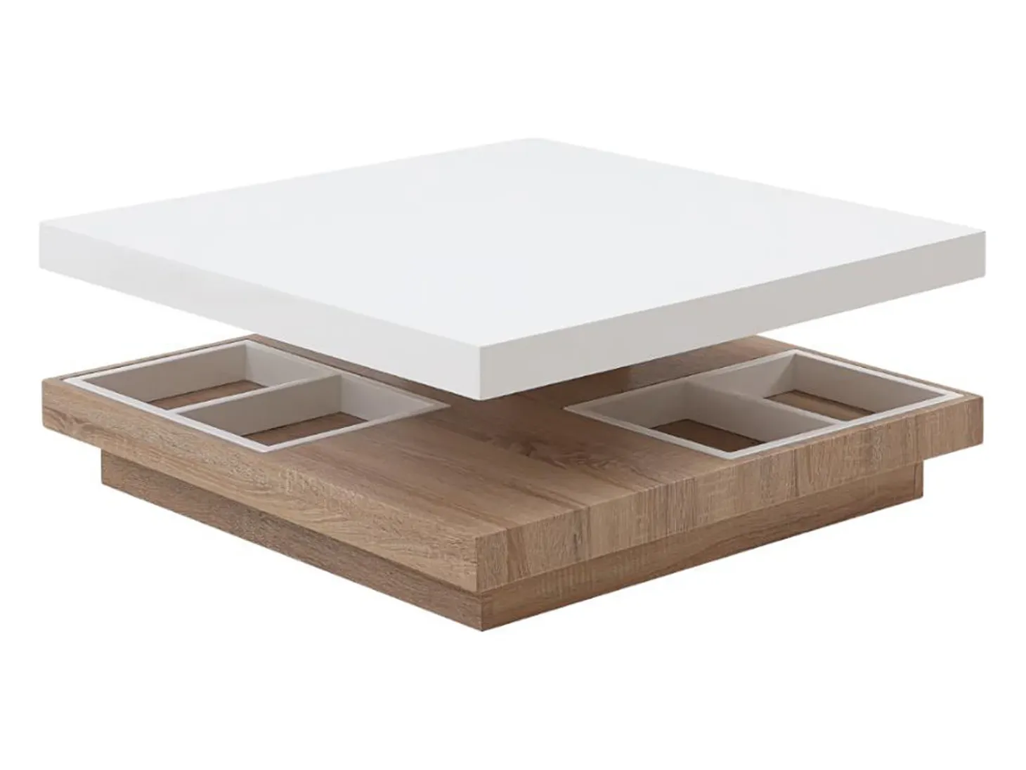 Mesa centro FAUSTO - Tablero pivotante - MDF lacado bicolor
