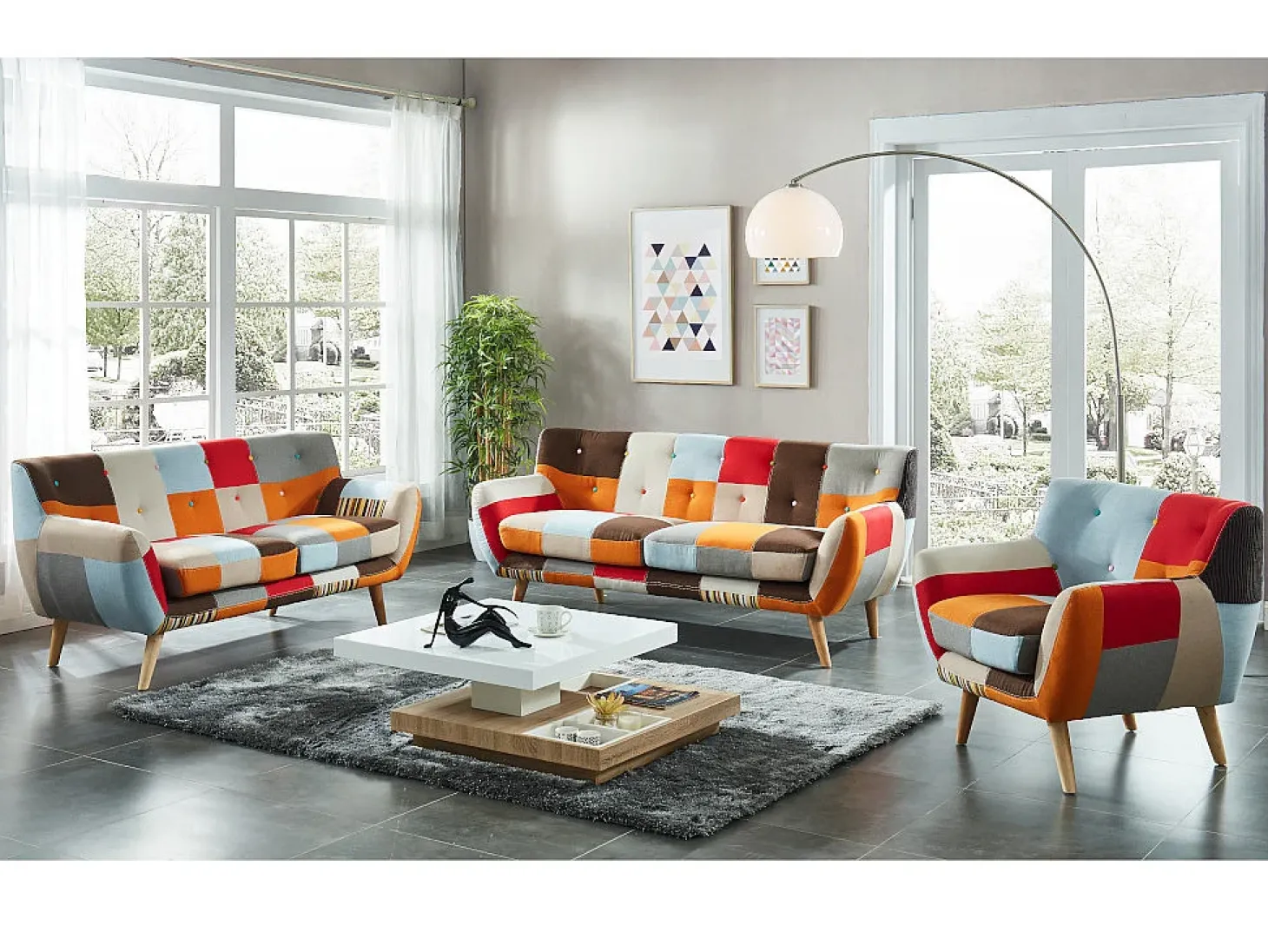Mesa centro FAUSTO - Tablero pivotante - MDF lacado bicolor