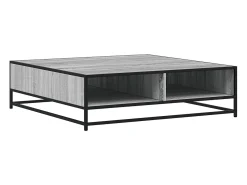 Mesa centro madera ingeniería y metal gris Sonoma 100x100x30 cm