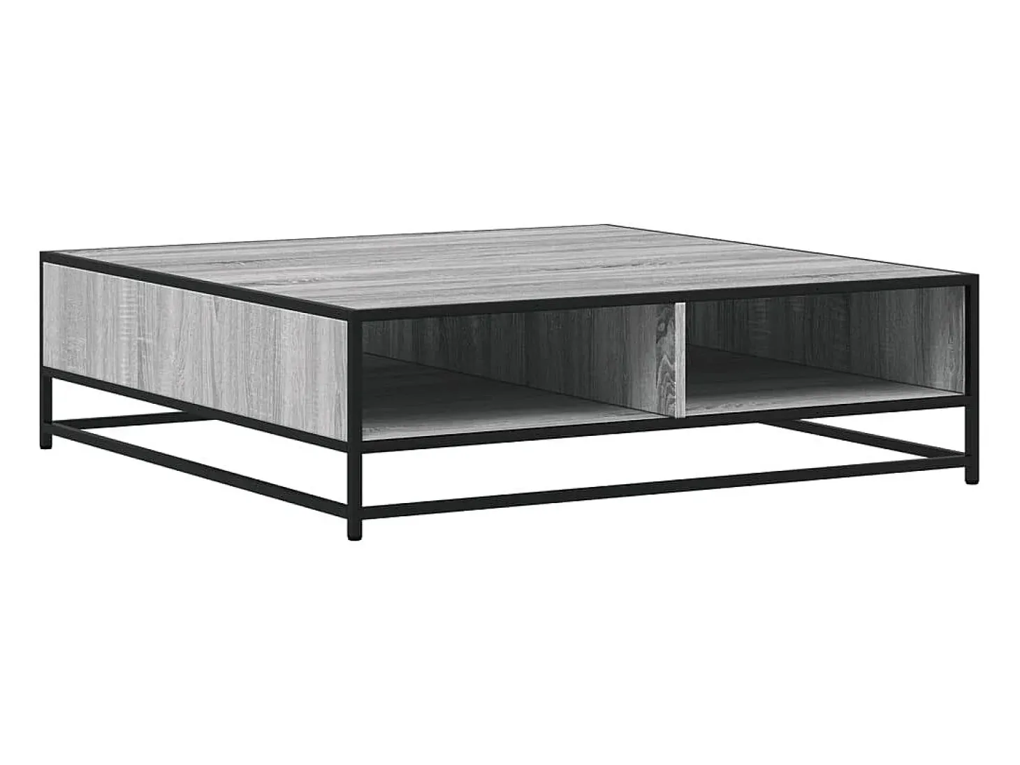 Mesa centro madera ingeniería y metal gris Sonoma 100x100x30 cm