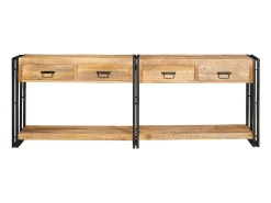 Mesa Consola 2 piezas Marrón Madera maciza de mango rugosa