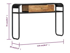 Mesa consola 118 x 30 x 75 cm Madera maciza de mango