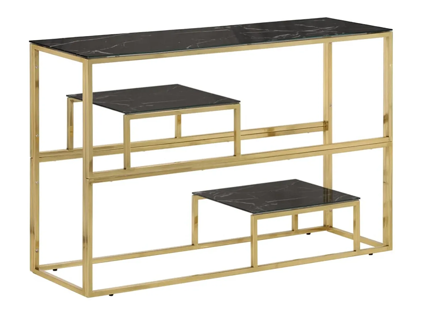 Mesa consola acero inoxidable dorado y vidrio templado