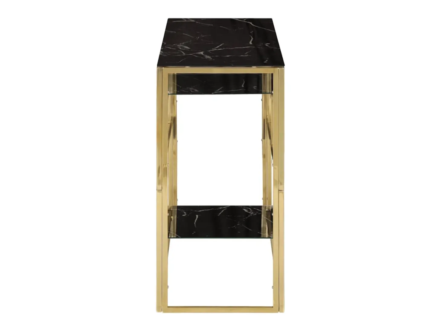 Mesa consola acero inoxidable dorado y vidrio templado