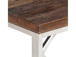 Mesa consola acero inoxidable madera maciza traviesa plateado
