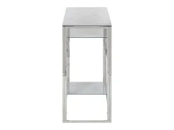 Mesa consola acero inoxidable plateado y vidrio templado