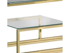 Mesa consola acero inoxidable dorado y vidrio templado ES294941