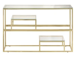 Mesa consola acero inoxidable dorado y vidrio templado ES294941