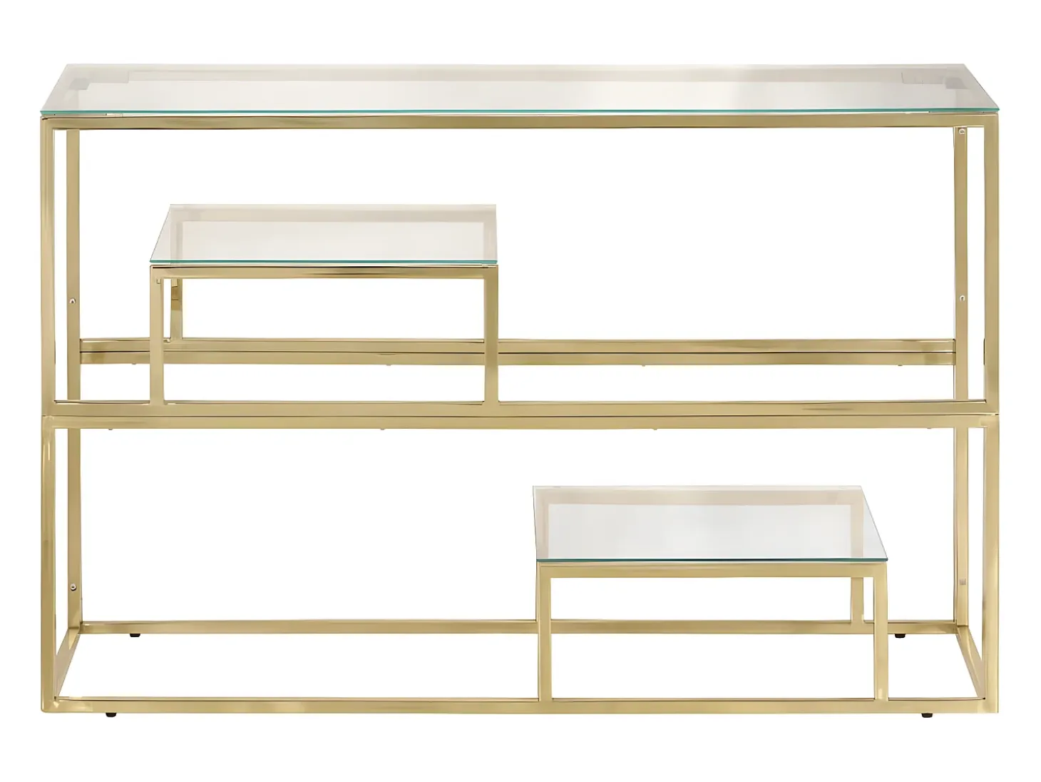 Mesa consola acero inoxidable dorado y vidrio templado ES294941