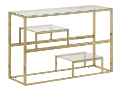 Mesa consola acero inoxidable dorado y vidrio templado