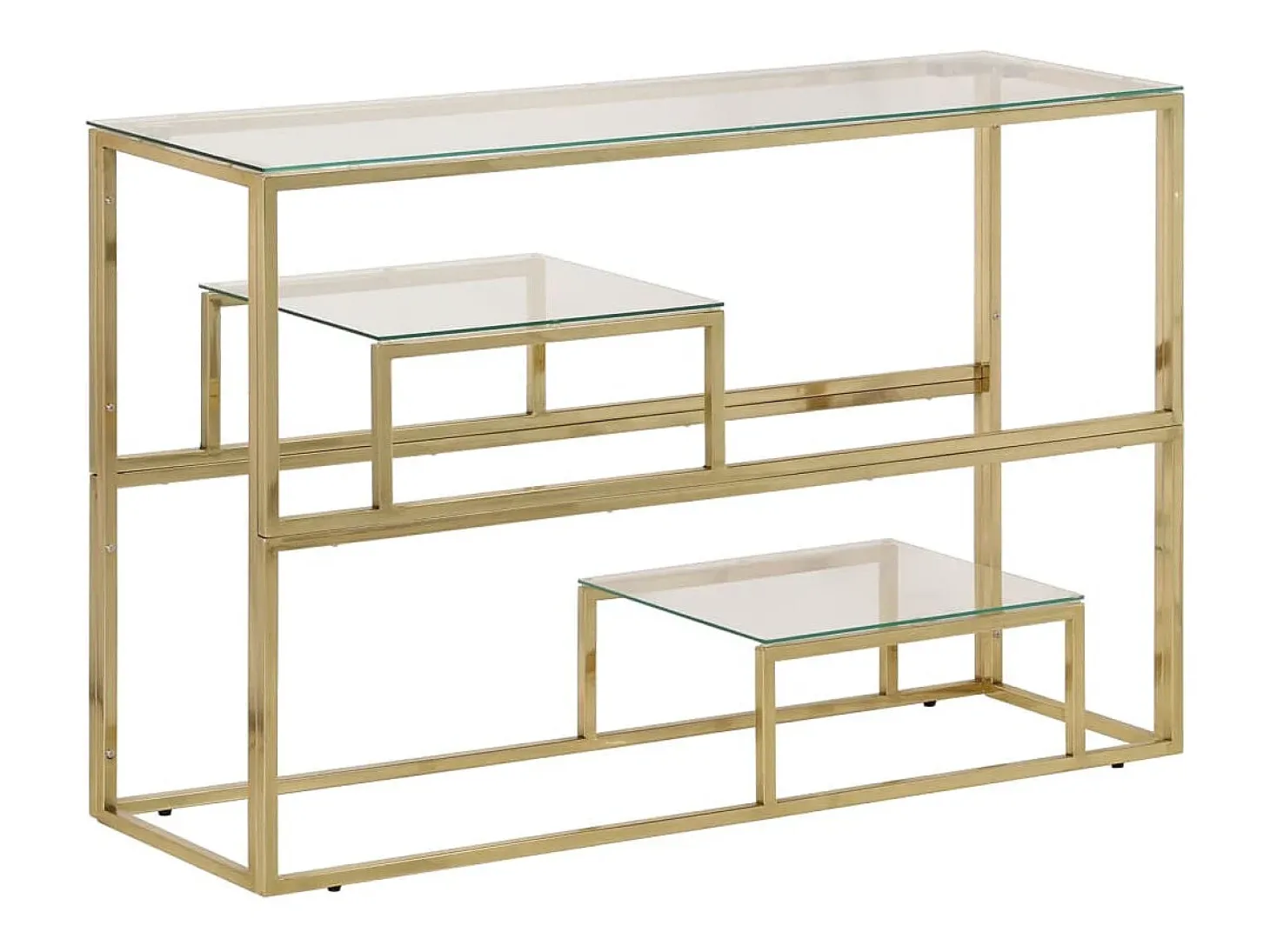 Mesa consola acero inoxidable dorado y vidrio templado