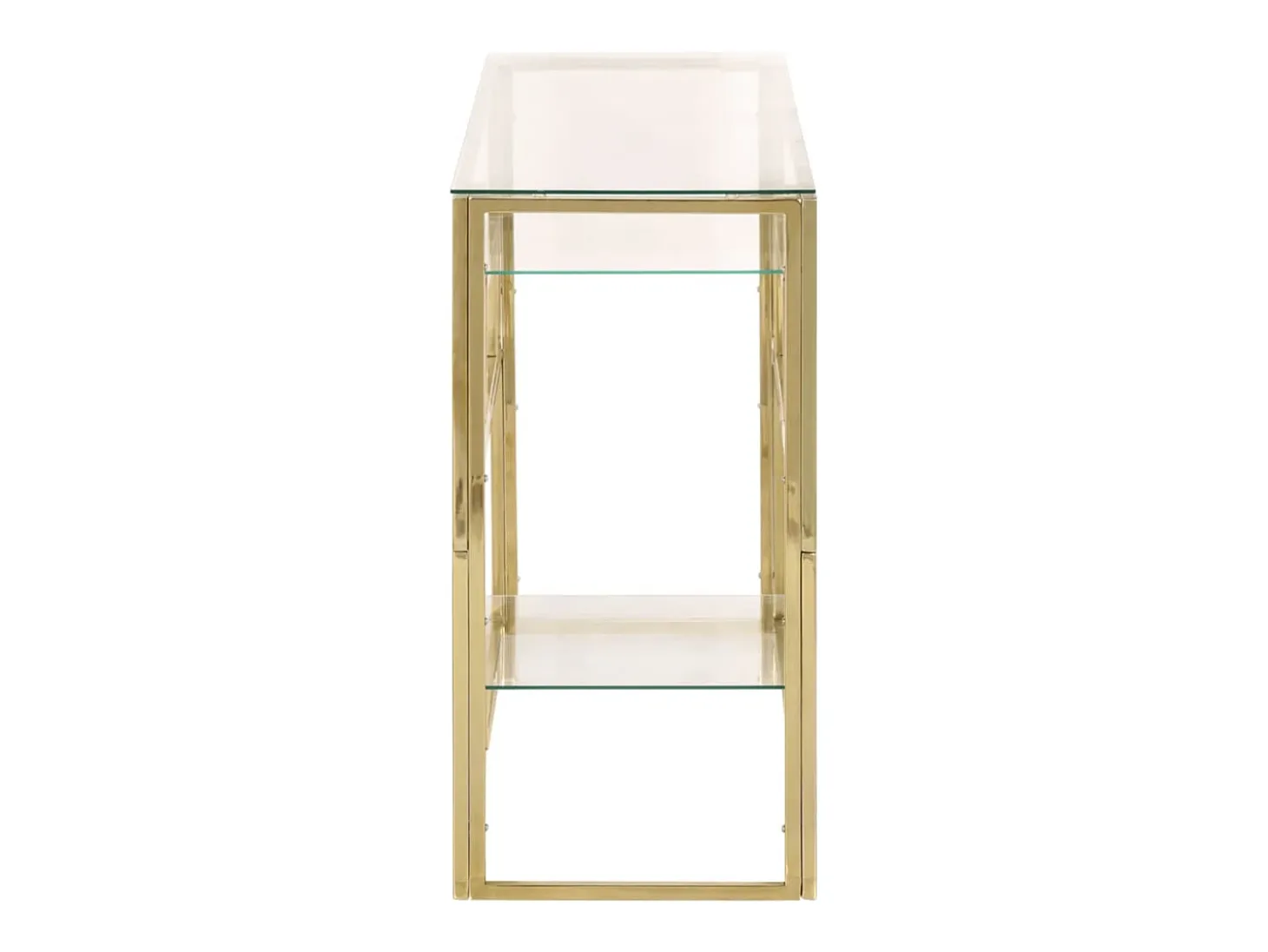 Mesa consola acero inoxidable dorado y vidrio templado