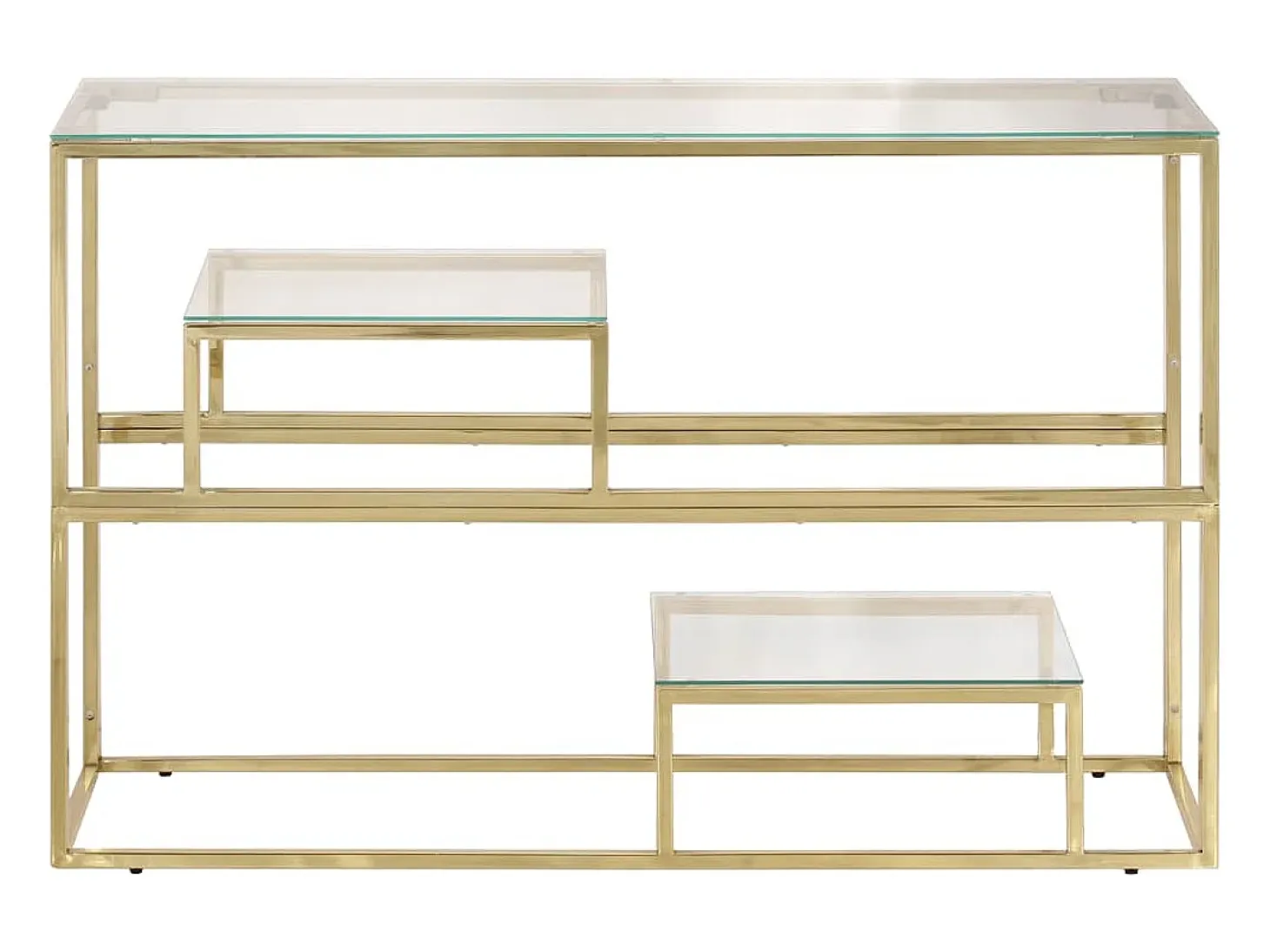 Mesa consola acero inoxidable dorado y vidrio templado
