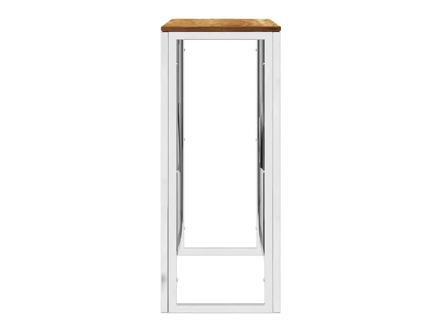 Mesa consola acero inoxidable y madera maciza acacia plateada