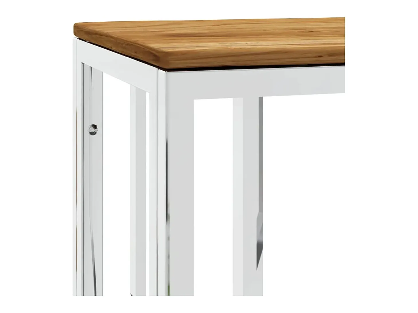 Mesa consola acero inoxidable y madera maciza acacia plateada