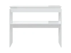 Mesa consola blanca brillante 102x30x80 cm madera de ingeniería