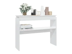 Mesa consola blanca brillante 102x30x80 cm madera de ingeniería