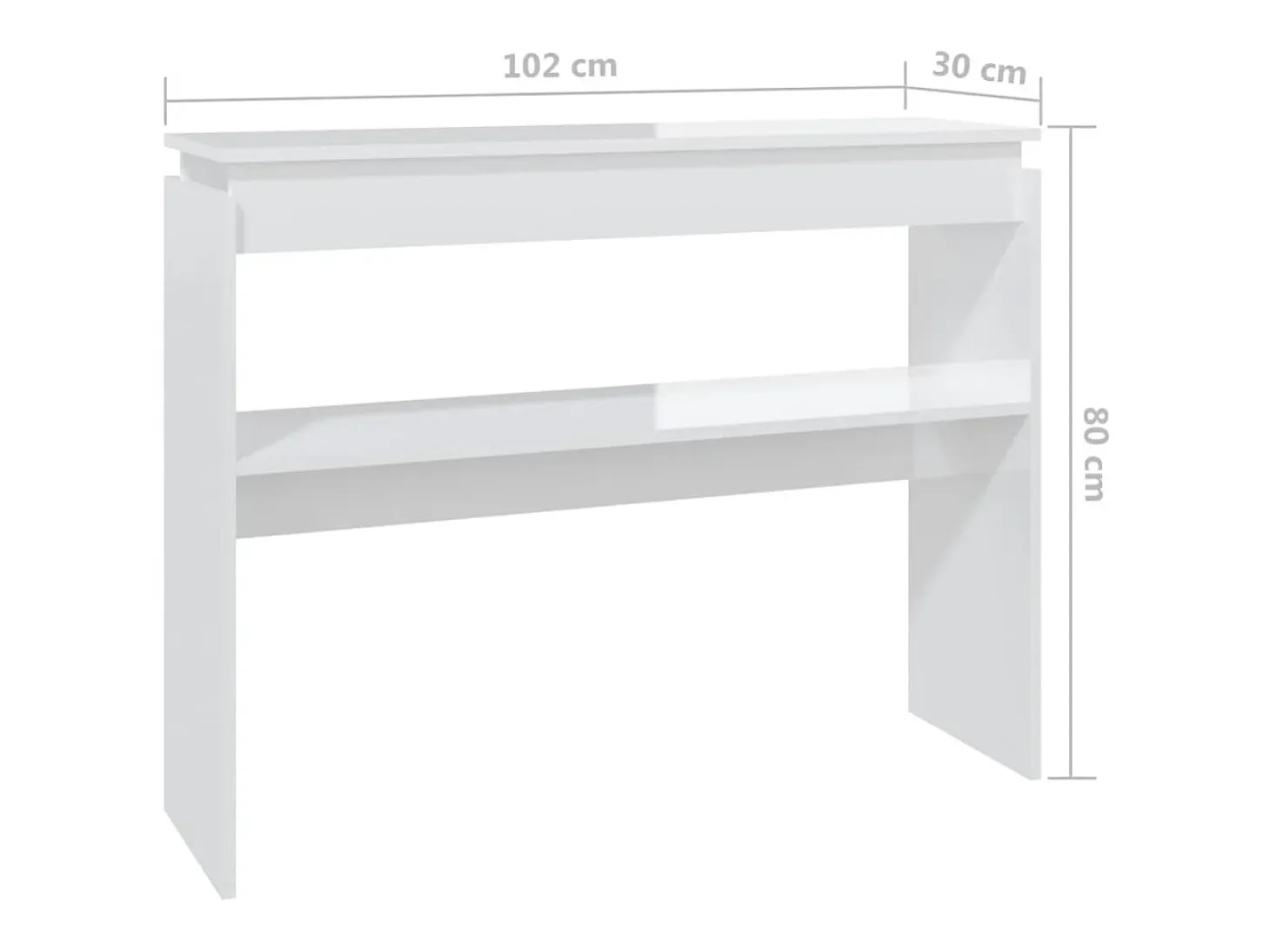 Mesa consola blanca brillante 102x30x80 cm madera de ingeniería
